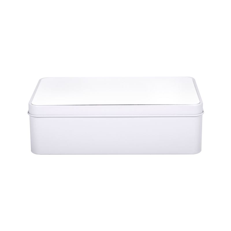 Metal Tin- Double Side in White -Rectangle