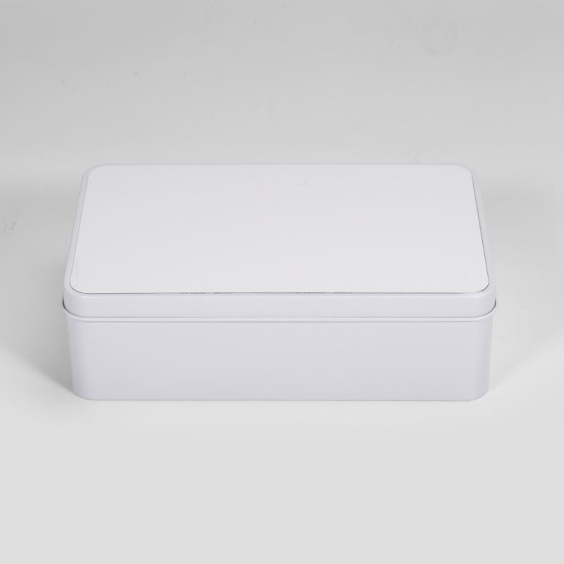 Metal Tin- Double Side in White -Rectangle