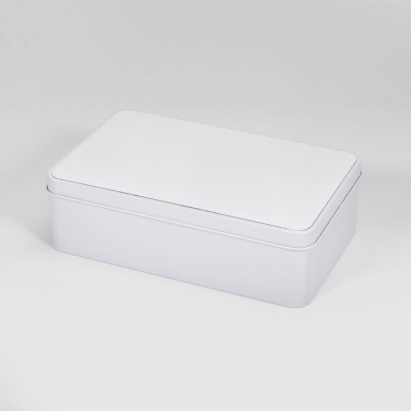 Metal Tin- Double Side in White -Rectangle