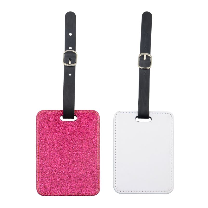 PU Glitter Luggage Tag-Hot Pink