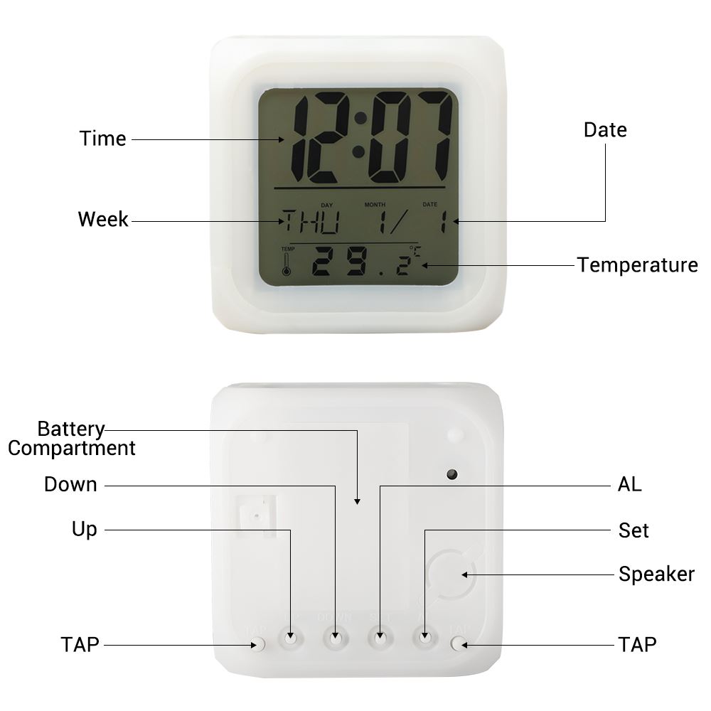 LED 7 Color Change Digital Clock