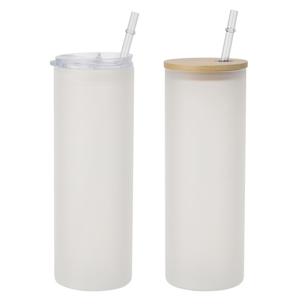 25OZ Frosted Glass Skinny Tumbler with bamboo Lid/25OZ Frosted Glass Skinny Tumbler with Clear Lid