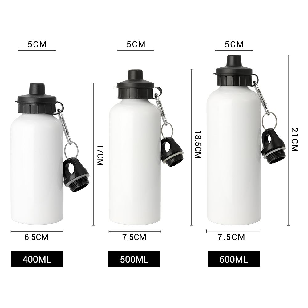 400ml Aluminium Bottle with Two Caps - White