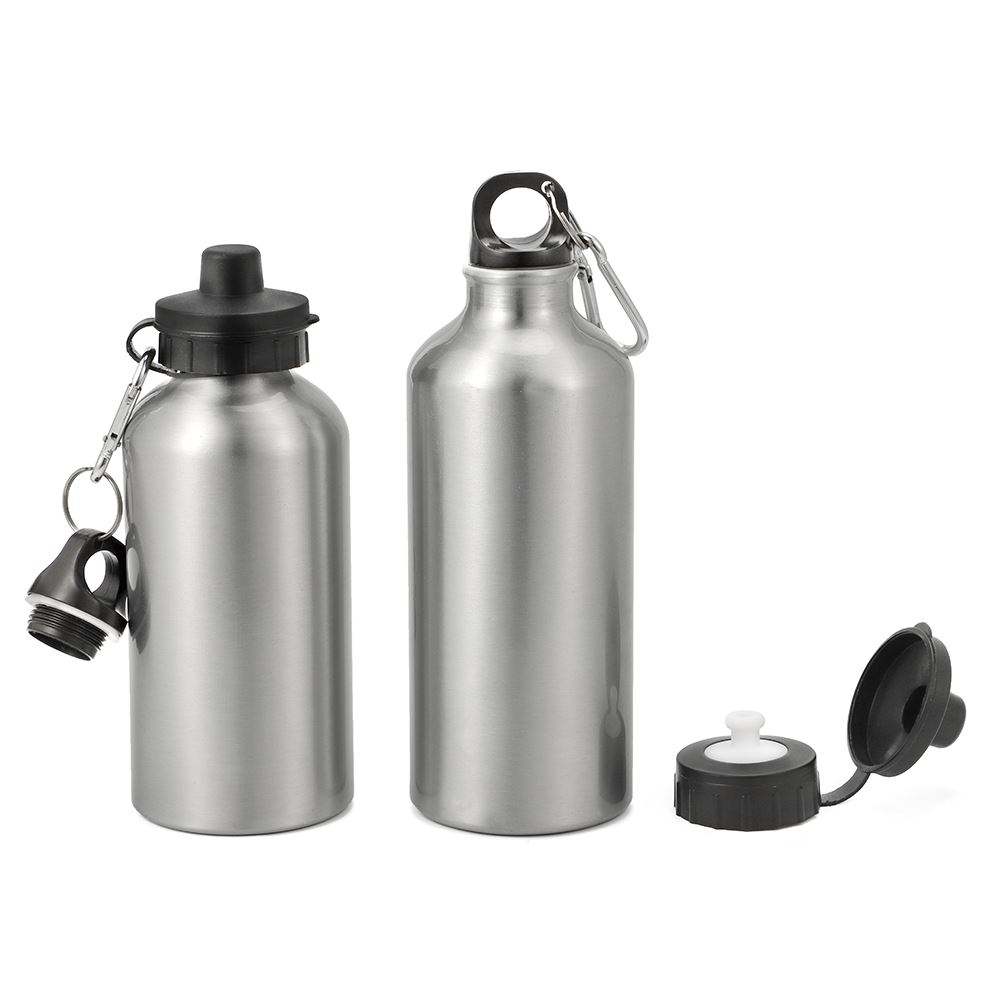 400ml Aluminium Bottle with Two Caps - White