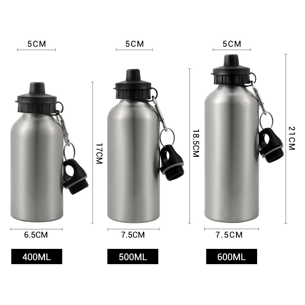 400ml Aluminium Bottle with Two Caps - White