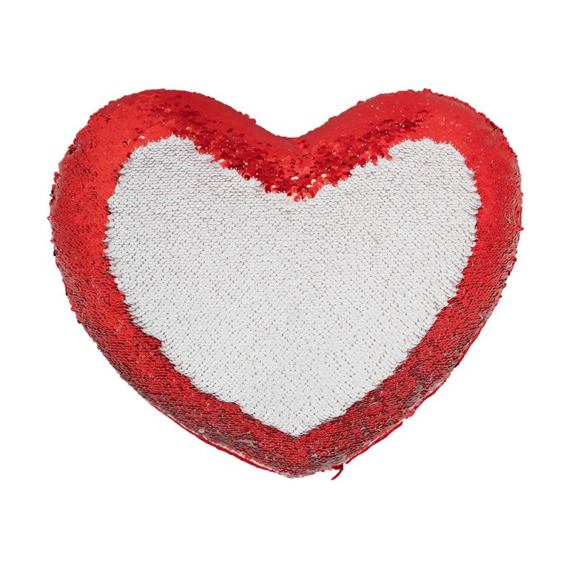 Sequin Pillow Case-Heart Shape-Red