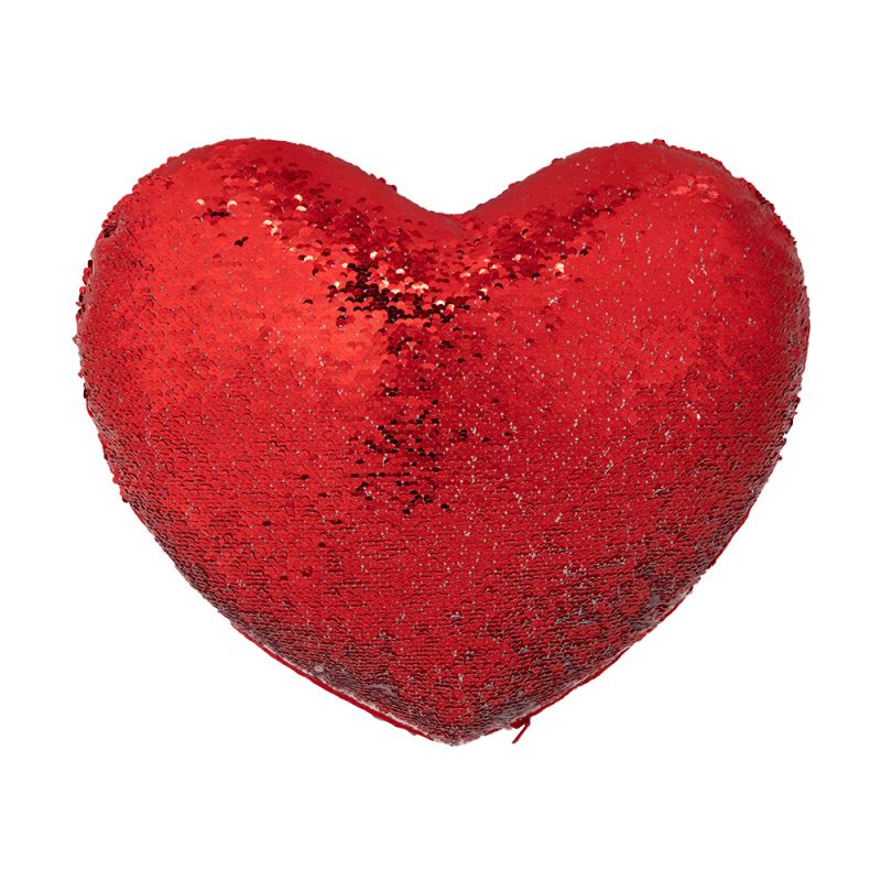 Sequin Pillow Case-Heart Shape-Red