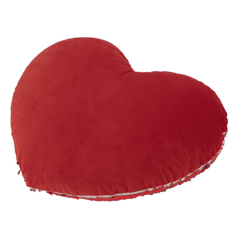 Sequin Pillow Case-Heart Shape-Red