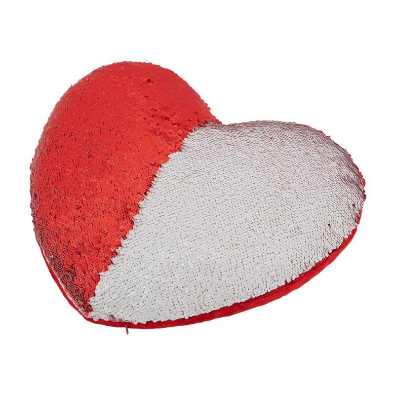 Sequin Pillow Case-Heart Shape-Red