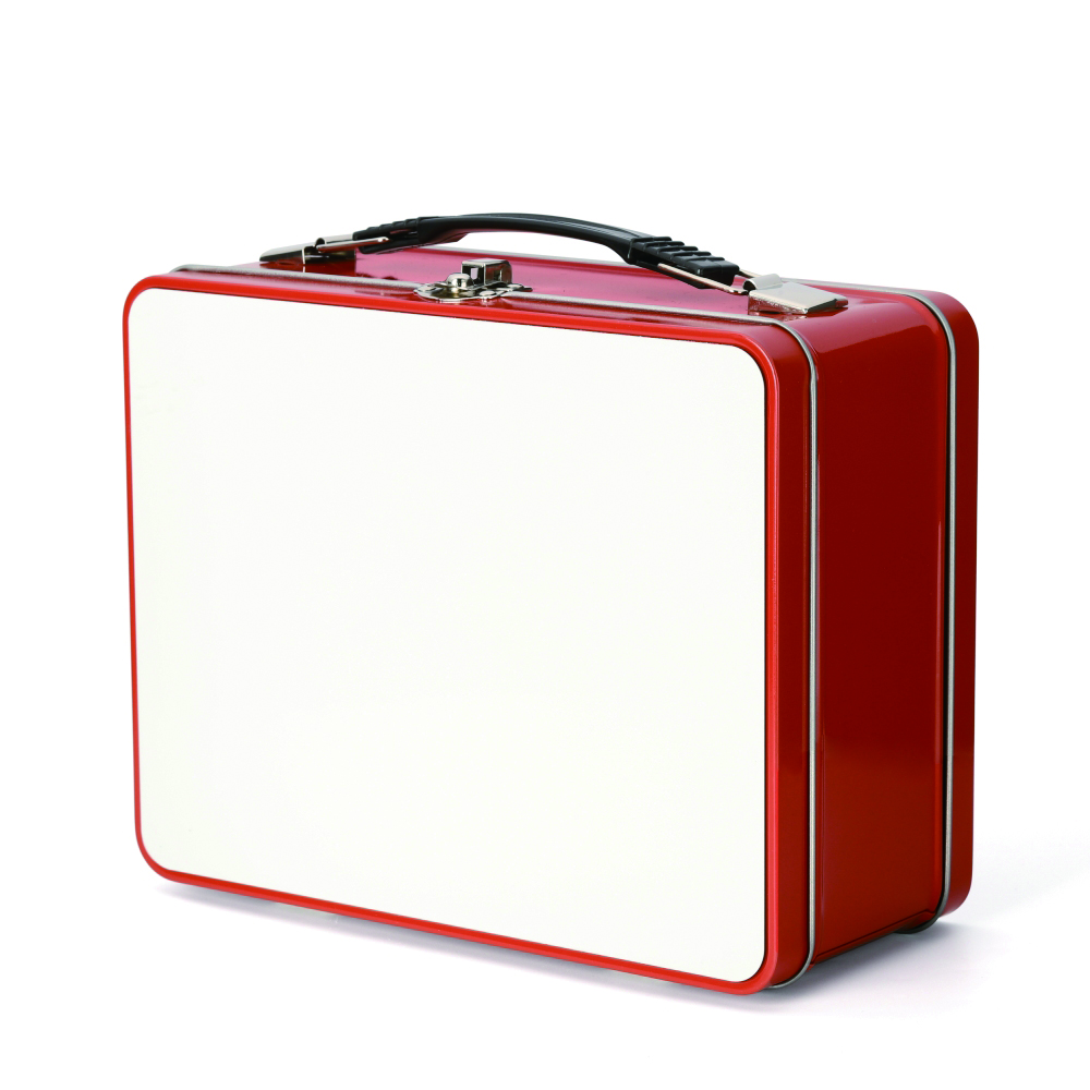 Plain Metal Snack Box / Red Small Lunchbox Retro Lunch Box