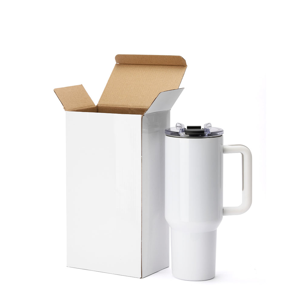 40 OZ Travel Mug with Plastic Handle-White