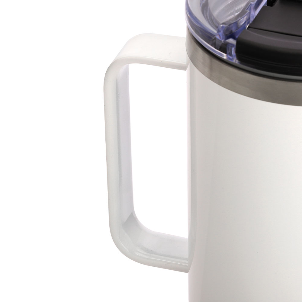 40 OZ Travel Mug with Metal Handle-White