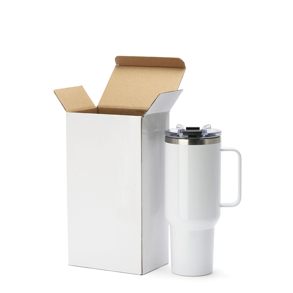 40 OZ Travel Mug with Metal Handle-White