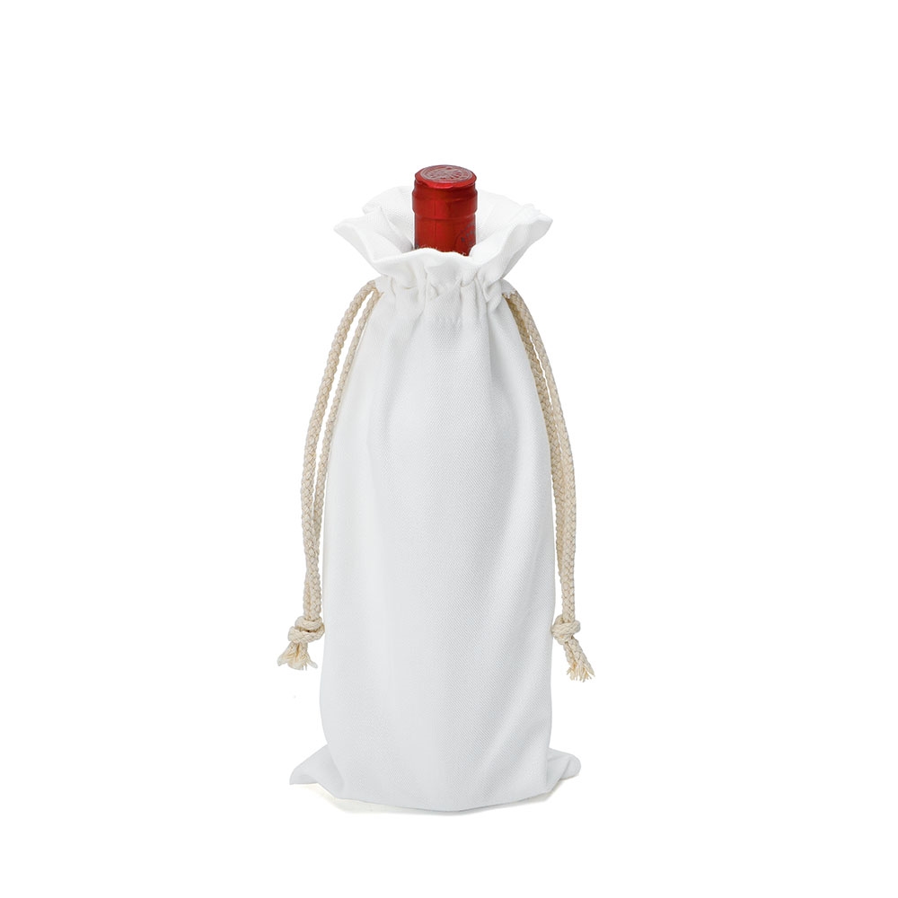 Sublimation Canvas Red Wine bottle Drawstring Bag