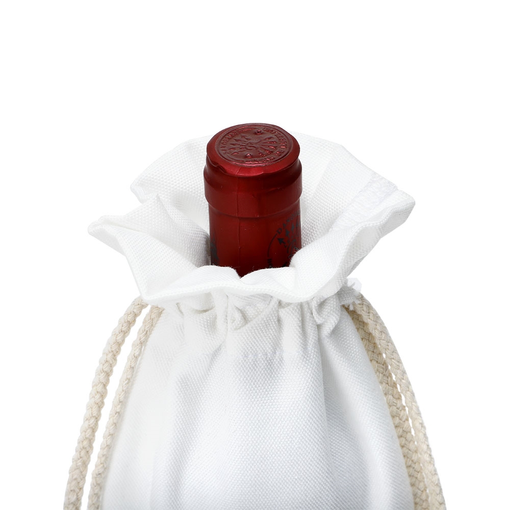 Sublimation Canvas Red Wine bottle Drawstring Bag