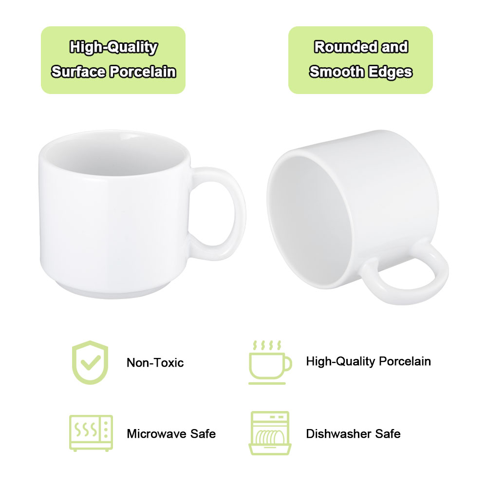 Wholesale Ceramic Sublimation Stackable Mugs - 5OZ/8OZ/11OZ/15OZ