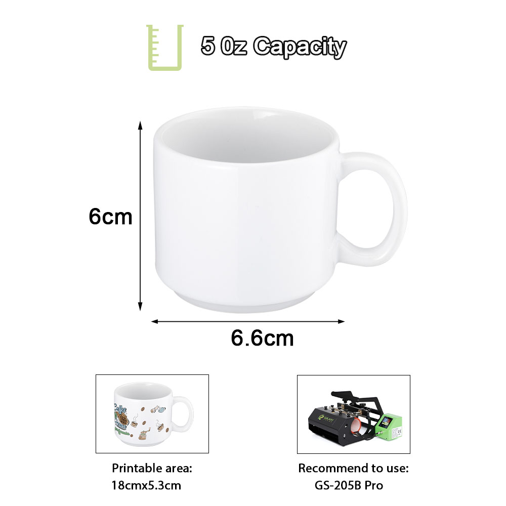 Wholesale Ceramic Sublimation Stackable Mugs - 5OZ/8OZ/11OZ/15OZ