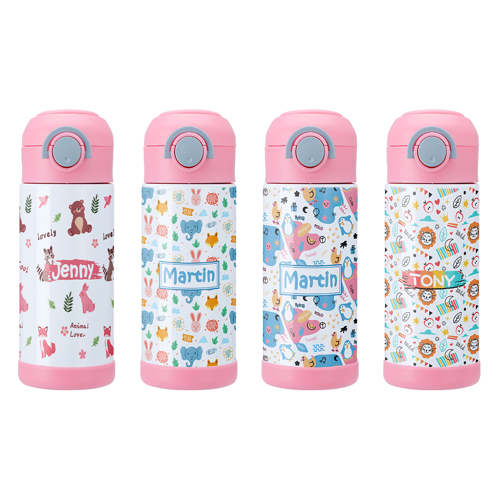 Kids Sublimation Water Bottle 350ml Vacuum Insulation Thermos Flask – Pink/Blue/Black