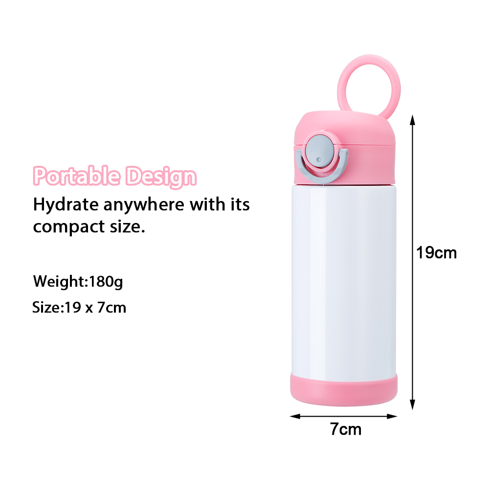 Kids Sublimation Water Bottle 350ml Vacuum Insulation Thermos Flask – Pink/Blue/Black